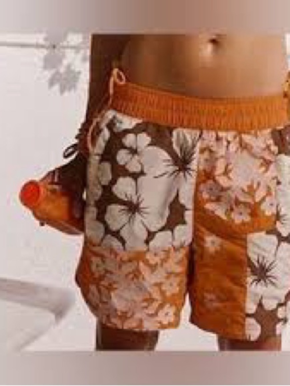 FP Movement by Free People prime time Orange Floral Patchwork Shorts